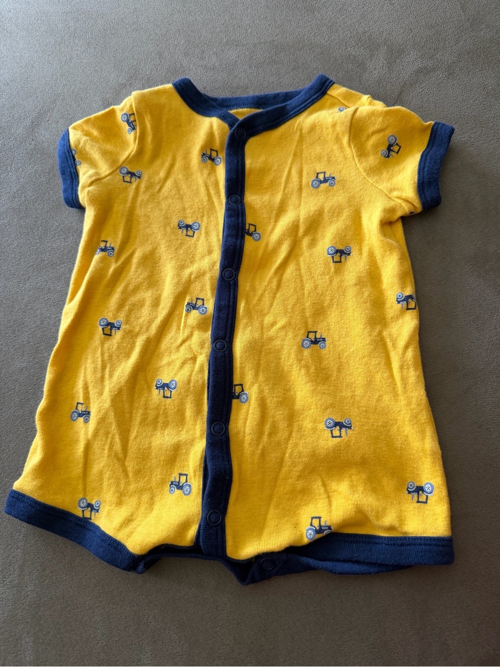 Carters Yellow & Navy Baby Romper with Tractor Print